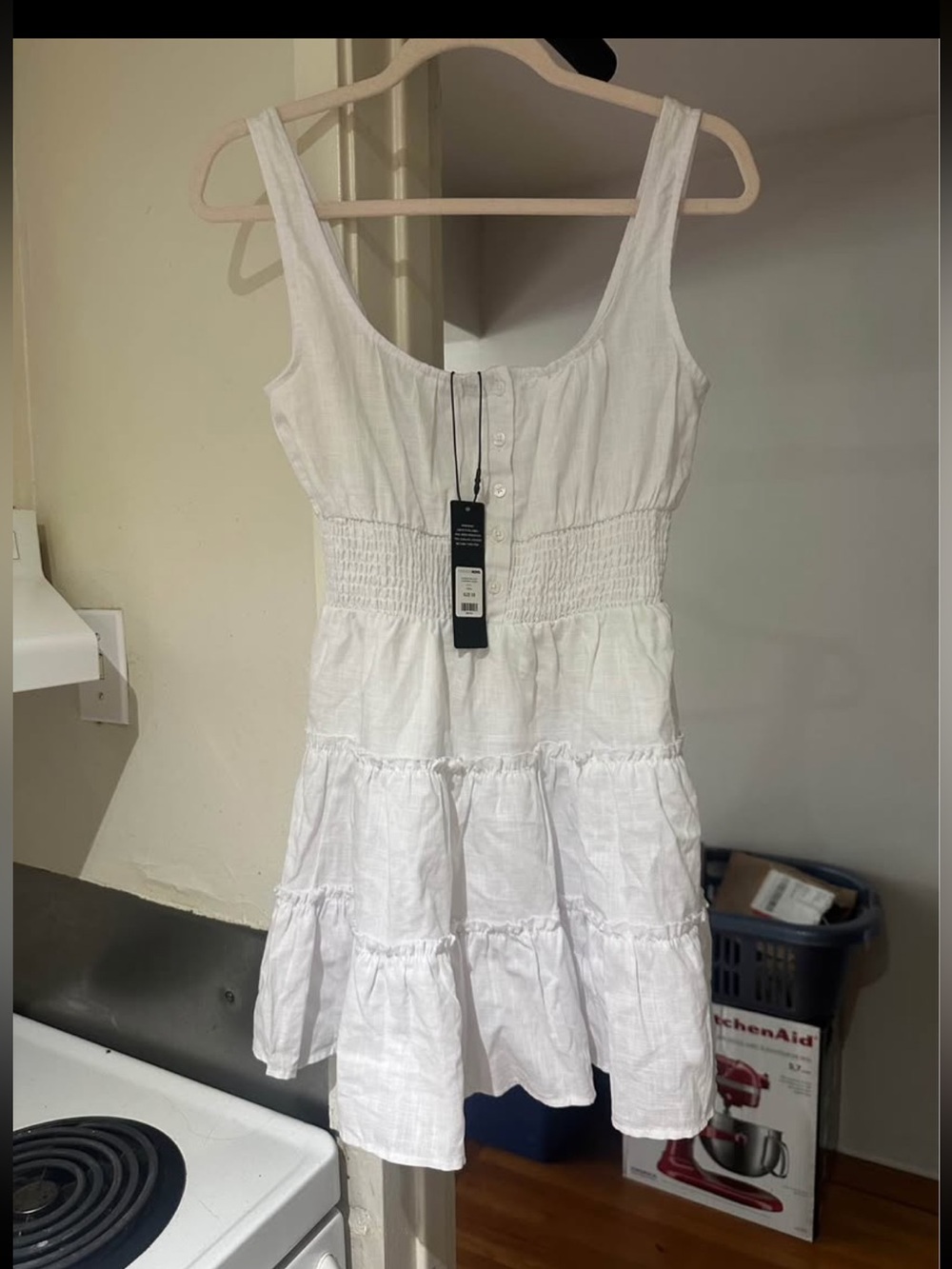 Fashion Nova White Tiered Smocked Mini Dress